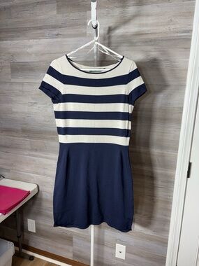 Ralph Lauren Navy and White Striped Short-Sleeve Fit-and-Flare Mini Dress 2134